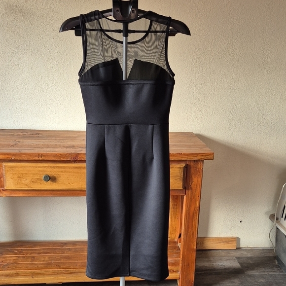Enfocus Studio Black Plunge Sheath Midi Dress - Picture 3 of 3